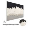 28x40 Framed Abstract Wall Art, Black & White Thick Textured Canvas Painting with Grey & Gold Accents, Modern Decor for Living Room Bedroom, Read