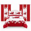 9-Piece Red And White Gardenia Duvet Cover Bedding Set For Queen, King And California King