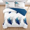 3-Piece Blue Feather Quilted Bedspread Set For King And California King