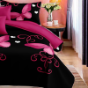 9-Piece Purple And Black Butterfly Bedspread And Curtain Set, Reversible Microfiber Bedding Set For California King