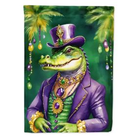 Alligator King of Mardi Gras House Flag Large Porch Sleeve Pole Decorative Outside Yard Banner Artwork Wall Hanging, Polyester, House Size, Multi (Option: Default)