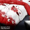 9-Piece Red And White Gardenia Duvet Cover Bedding Set For Queen, King And California King