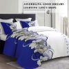 9-Piece Blue And White Lotus Bedspread And Curtain Set For King