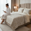 3-Piece Rock Brown Luxury Metallic Style Comforter Set For Queen And King
