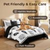9-Piece Black And White Feather Bedspread And Curtain Set, Reversible Microfiber Bedding Set For King And California King