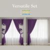 6-Piece Purple And White Gardenia Window Curtain And Sheer Panel Set