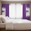 6-Piece Purple And White Gardenia Window Curtain And Sheer Panel Set