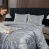 3-Piece Ash Gray Luxury Metallic Style Comforter Set For King