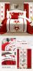 9-Piece Red Embroidered Bedspread And Curtain Set For Twin