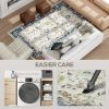 Machine Washable Area Rug 4x6, Non-Slip Boho Floral Print Floor Carpet For Living Room, Bedroom, Dining Room, Blue