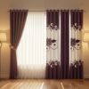 6-Piece Purple And White Gardenia Window Curtain And Sheer Panel Set