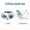 3-Piece Blue Feather Quilted Bedspread Set For King And California King