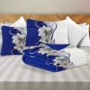 9-Piece Blue And White Lotus Bedspread And Curtain Set For King