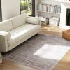Machine Washable Area Rug 4x6, Non-Slip Traditional Flower Print Floor Carpet For Living Room, Bedroom, Grey And Brown