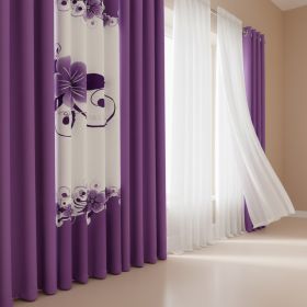 6-Piece Purple And White Gardenia Window Curtain And Sheer Panel Set (Option: Standard)