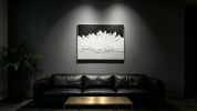 28x40 Framed Abstract Wall Art, Black & White Thick Textured Canvas Painting with Grey & Gold Accents, Modern Decor for Living Room Bedroom, Read