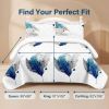 3-Piece Blue Feather Quilted Bedspread Set For King And California King