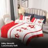 9-Piece Red Embroidered Bedspread And Curtain Set For Twin