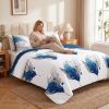 3-Piece Blue Feather Quilted Bedspread Set For King And California King