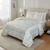 3-Piece Ivory Beige Luxury Metallic Style Comforter Set For Queen And King