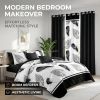 9-Piece Black And White Feather Bedspread And Curtain Set, Reversible Microfiber Bedding Set For King And California King