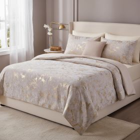 3-Piece Rock Brown Luxury Metallic Style Comforter Set For Queen And King (Option: Queen)