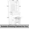 Small Makeup Vanity Desk with Mirror & Adjustable LED Lights,Built-in Power Outlet & Hidden Storage, Includes padded stool & Shelf,Space-Saving D