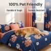 9-Piece Deep Blue And Red Floral Bedspread And Curtain Set, Reversible Microfiber Bedding Set For Queen, King And California King
