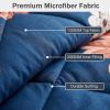 9-Piece Deep Blue And Red Floral Bedspread And Curtain Set, Reversible Microfiber Bedding Set For Queen, King And California King