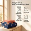 9-Piece Deep Blue And Red Floral Bedspread And Curtain Set, Reversible Microfiber Bedding Set For Queen, King And California King