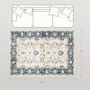 Machine Washable Area Rug 4x6, Non-Slip Boho Floral Print Floor Carpet For Living Room, Bedroom, Dining Room, Blue