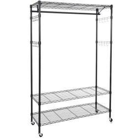 3-Tiers Large Size Heavy Duty Wire Shelving Garment Rolling Rack Clothing Rack (Option: as picture)