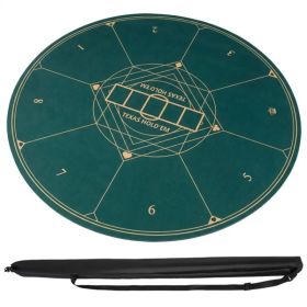 47" Round Foldable Poker Table Top Mat with Non-Slip Rubber Base, Portable Casino-Grade Poker Mat with Carrying Bag (Green) (Option: default title)