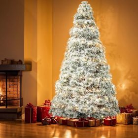 Pre-lit Artificial Christmas Tree, Prelighted Green Artificial Hinged Spruce Xmas Tree with 347 Branch Tips, 120 Incandescent Lights (size: 6FT/flocking)