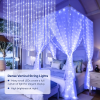 USB Curtain Fairy Lights 300 LEDs, 8 Modes Remote Control Window String Lights with Hooks, 2.7M×3M Icicle Lights for Bedroom Wedding Decor