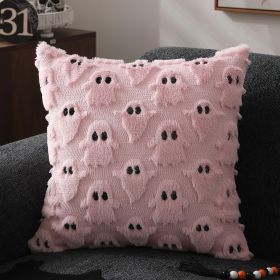 Halloween Pillow Covers 16x16 inch Set of 2 White Ghost Throw Pillow Cases Soft Plush Faux Fur Wool Couch Cushion Case for Chair Sofa Bedroom Liv (size: Pink  16" x 16" (Pack of 2))