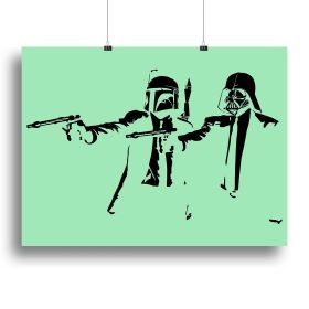 Banksy Pulp Fiction Star Wars Green Canvas Print or Poster (Type: Poster Print, size: 40" x 26" / 100cm x 65cm (approx))