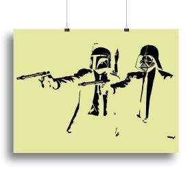 Banksy Pulp Fiction Star Wars Yellow Canvas Print or Poster (Type: Standard Framed Canvas Print, size: 32" x 24" / 80cm x 60cm (approx))