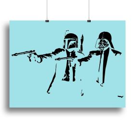 Banksy Pulp Fiction Star Wars Light Blue Canvas Print or Poster (Type: Poster Print, size: 12" x 8" / 30cm x 20cm (approx))