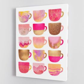 Pretty Pink Coffee Cups Canvas Print or Poster (Type: Poster Print, size: 24" x 16" / 60cm x 40cm approx)