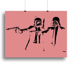 Banksy Pulp Fiction Star Wars Red Canvas Print or Poster (Type: Poster Print, size: 40" x 26" / 100cm x 65cm (approx))