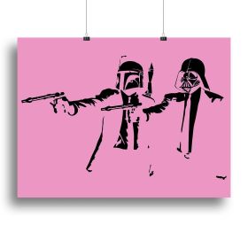 Banksy Pulp Fiction Star Wars Pink Canvas Print or Poster (Type: Poster Print, size: 40" x 26" / 100cm x 65cm (approx))