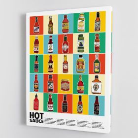 Hot Sauce Squares Standard Wall Art Canvas Print or Poster (Type: Standard Framed Canvas Print, size: 28" x 20" / 70cm x 50cm approx)