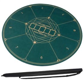 55" Round Foldable Poker Table Top Mat with Non-Slip Rubber Base, Portable Casino-Grade Poker Mat with Carrying Bag (Green) (Option: default title)