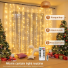 USB Curtain Fairy Lights 300 LEDs, 8 Modes Remote Control Window String Lights with Hooks, 2.7M×3M Icicle Lights for Bedroom Wedding Decor