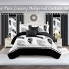 9-Piece Black And White Feather Bedspread And Curtain Set, Reversible Microfiber Bedding Set For King And California King