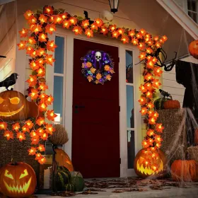 Timer & 3 Pack - 30Ft Fall Garland Fall Decorations for Home 60 LED Leafed Lights Patented Realistic Maples Leafed Battery Operated Autumn Fall D (Style: Maple garland)